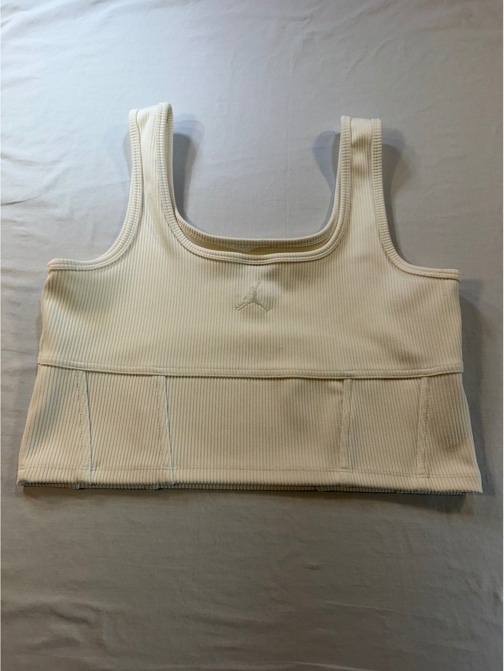 Jordan Cream Ribbed Crop Tank Top - Picture 2 of 7